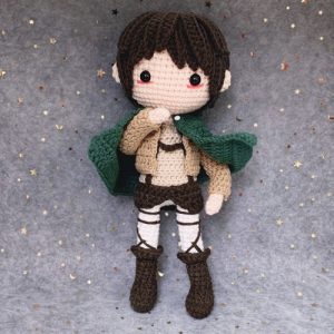 Attack on Titan Plushies - Eren Hand-knitted Plush Handmade Doll 1 - Anime Plushies Anime Attack on Titan Eren Jaeger Mikasa Ackerman Levi Hand knitted Plush Doll Figure Handmade Crochet.jpg 640x640 - Anime Plushies